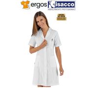 Isacco Camice da Donna VALENCIA Slim 100% Cotone Satin Manica Corta Sfiancato