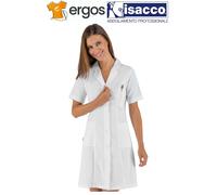 Isacco Camice da Donna VALENCIA Slim Bianco 100% Cotone Manica Corta Sfiancato