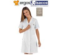 Isacco Camice da Donna VALENCIA Slim Bianco 100% Poliestere Boheme Manica Corta
