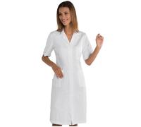 ISACCO Camice da Lavoro da Donna con Mezza Manica in 100% Cotone Satin (Bianco)