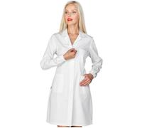 ISACCO Camice da Lavoro da Donna SINGAPORE con Zip in Poliestere Cotone (Bianco)