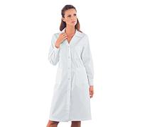 Isacco Camice Donna Bianco, Bianco, XL, 65% Poliestere 35% Cotone, Manica Lunga, Bottoni a pressione - Tessuto 150 gr/m²