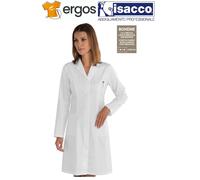 Isacco Camice Donna VALENCIA Bianco Slim 100% Poliestere Boheme Manica Lunga