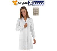 Isacco Camice Donna VALENCIA Slim Bianco 100% Poliestere Boheme Manica Polsini
