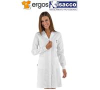 Isacco Camice Donna VALENCIA Slim Bianco Misto Cotone Manica Polsini Sfiancato