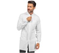 ISACCO Camice DOVER Uomo con Cerniera e Polsi in Maglia in Policotone (Bianco)