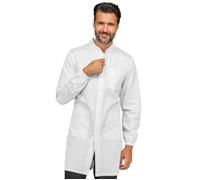 ISACCO Camice DOVER Uomo con Cerniera in Poliestere Cotone (Bianco)