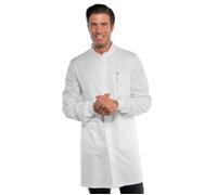 ISACCO Camice DOVER Uomo con Polsi in Maglia in Poliestere Cotone (Bianco)