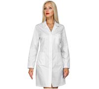 ISACCO Camice Lavoro Donna SINGAPORE senza Elastico ai Polsi 100% Cotone Bianco