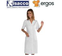 Isacco CAMICE Lungo Lavoro Donna Bottoni a Pressione 100% Cotone Manica Corta