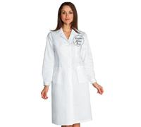 Isacco Camice Medicale da Donna Bianco - 100% Cotone - Marca Italiana - Modello femminile sciancrato con tre tasche e bottoni con asola, tessuto fresco e resistente, perfetto per il lavoro (XXL)