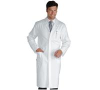 ISACCO Camice Medico Unisex con Bottoni a Pressione in 100% Cotone (Bianco)