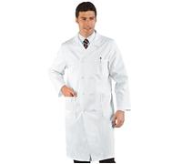 ISACCO Camice Medico Unisex con Doppio Petto in 100% Cotone (Bianco)