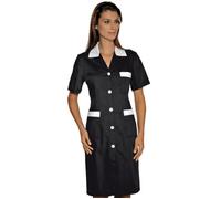 ISACCO Camice Mezza Manica da Donna POSITANO in Poliestere Cotone (Nero+bianco)