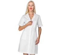 ISACCO Camice Mezza Manica da Donna SINGAPORE con Zip in Policotone (Bianco)