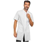 ISACCO Camice Mezza Manica DOVER Uomo con Cerniera in Poliestere Cotone (Bianco)