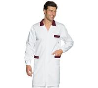ISACCO Camice Mezza Manica TORONTO Unisex in 100% Cotone (Bianco/Bordeaux)