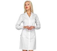 Isacco Camice Singapore da Donna 100% Cotone Elastico ai Polsi Bottoni a Pressione Ideale per Laboratorio Studenti Ragazze Donne da S a XXL (L)