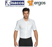 Isacco CAMICIA CARTAGENA Uomo Bianca Manica Corta Slim Collo Classico Lavoro
