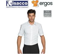 Isacco CAMICIA CARTAGENA Uomo Bianco Manica Corta Elasticizzata Collo Classico