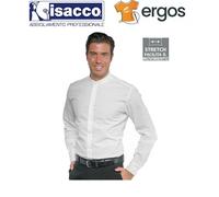 Isacco CAMICIA DETROIT Unisex Stretch Bianco Collo Coreana Manica Lunga Lavoro