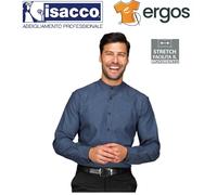 Isacco CAMICIA DETROIT Unisex Stretch Jeans Collo Coreana Manica Lunga Lavoro