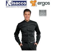 Isacco CAMICIA DETROIT Unisex Stretch Nero Collo Coreana Manica Lunga Lavoro