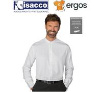 Isacco CAMICIA DETROIT Unisex Tecno Stretch Bianco Collo Coreana Manica Lunga