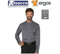 Isacco CAMICIA DETROIT Unisex Tecno Stretch Grigio Collo Coreana Manica Lunga