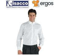 Isacco CAMICIA DUBLINO Unisex Bianca Manica Lunga Collo Coreana Taschino Lavoro