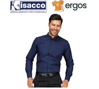 Isacco CAMICIA DUBLINO Unisex Blu Manica Lunga Collo Coreana Taschino Lavoro