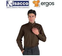 Isacco CAMICIA DUBLINO Unisex Cacao Manica Lunga Collo Coreana Taschino Lavoro