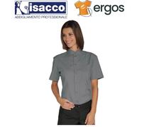 Isacco CAMICIA DUBLINO Unisex Grigio Manica Corta Collo Coreana Taschino Lavoro