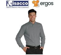 Isacco CAMICIA DUBLINO Unisex Grigio Manica Lunga Collo Coreana Taschino Lavoro