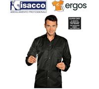 Isacco CAMICIA DUBLINO Unisex Nera Manica Lunga Antimacchia con Collo Coreana