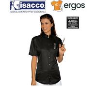 Isacco CAMICIA DUBLINO Unisex Nera Mezza Manica Corta Antimacchia Collo Coreana