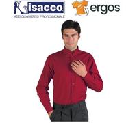 Isacco CAMICIA DUBLINO Unisex Vermiglio Manica Lunga Collo Coreana TascA Lavoro