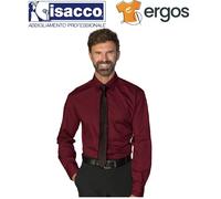 Isacco Camicia NEVADA Manica Lunga Bordeaux Collo Classico Unisex Alberghiero
