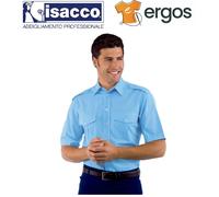 Isacco CAMICIA PILOTA Azzurro Manica Corta Spalle Portagradi Tasche Lavoro