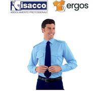 Isacco CAMICIA PILOTA Azzurro Manica Lunga Spalle Portagradi Tasche Lavoro