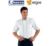 Isacco CAMICIA PILOTA Manica Corta Portagradi Spalle Taschini Bianco da Uomo