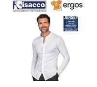 Isacco CAMICIA PORTORICO Unisex Jersey Manica Lunga Bianca con Collo Coreana