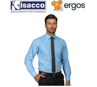 Isacco CAMICIA Unisex Azzurro Collo Classico Manica Lunga Taschino Divisa Lavoro
