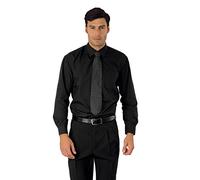 Isacco Camicia Unisex Nero, Nero, L, 65% Poliestere 35% Cotone, Manica Lunga