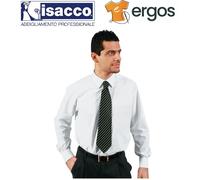 Isacco CAMICIA Uomo Bianca Manica Lunga Collo Classico Taschino Divisa Lavoro