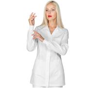 ISACCO Casacca ATENE Donna con Polsi in Maglia in 100% Cotone (Bianco)