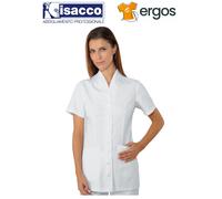 Isacco Casacca CALGARY Manica Corta Camicia Sciancrata Scollo a V Medico Bianca