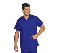Isacco Casacca Collo a V Blu, Blu, S, 65% Poliestere 35% Cotone, 125 gr/m²
