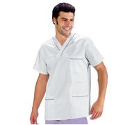 ISACCO Casacca Collo a V con Inserto Unisex in 100% Cotone (Bianco+lilla)