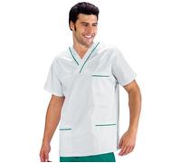 ISACCO Casacca Collo a V con Inserto Unisex in 100% Cotone (Bianco+verde)